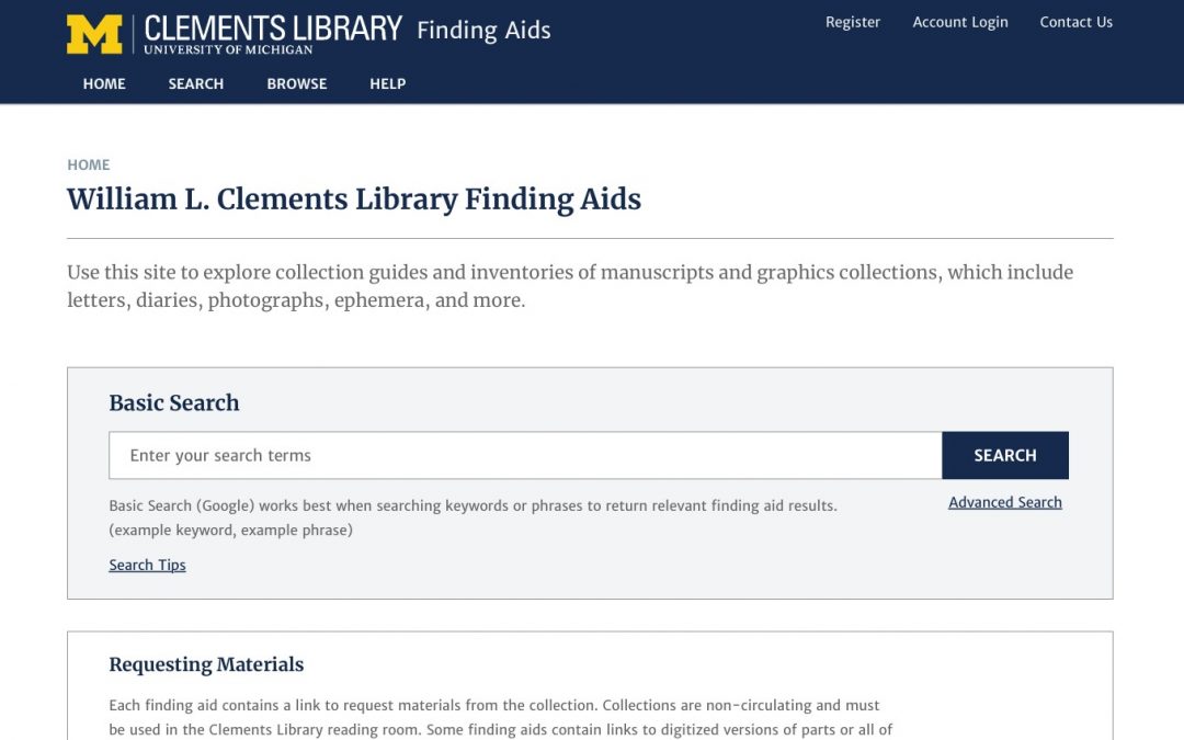 New Manuscripts Finding Aids: February – May 2019