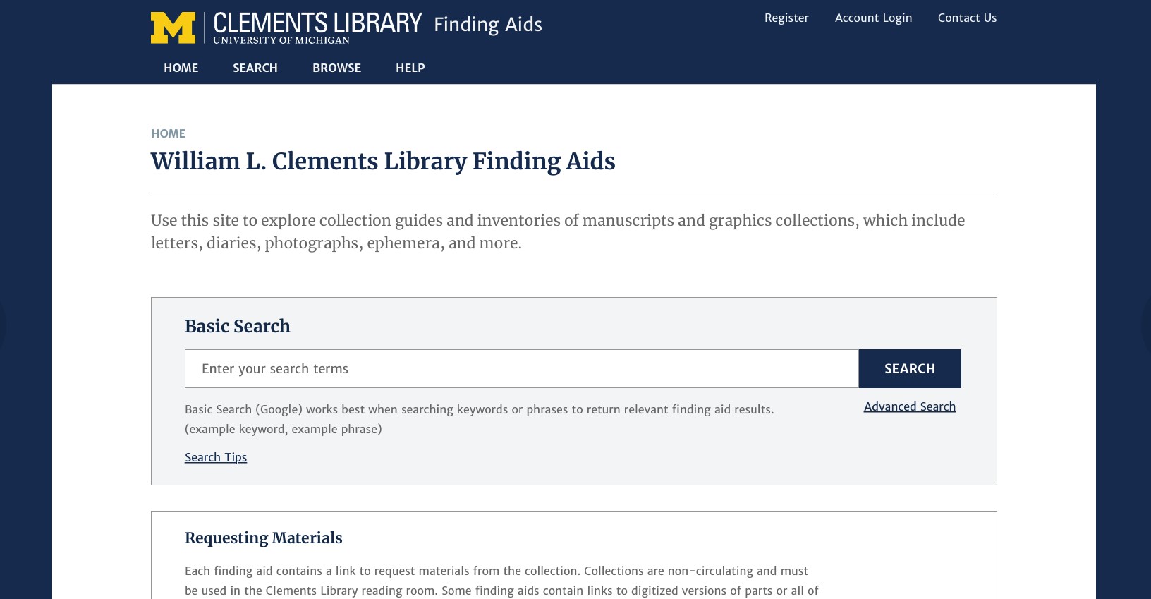 New Manuscripts Finding Aids: February – May 2019 - UM Clements Library