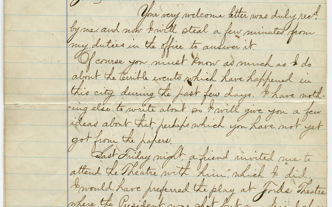 December 5 1936: Library gifted shorthand account of Lincoln’s death