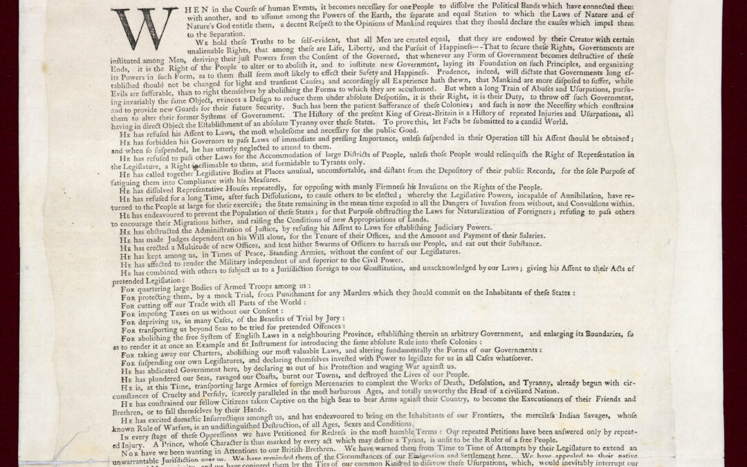 April 3, 1943: Clements lends Declaration of Independence for Jefferson celebration