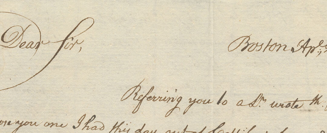 Ed[mund] Quincy autograph letter signed to John Hancock, April 22, 1775