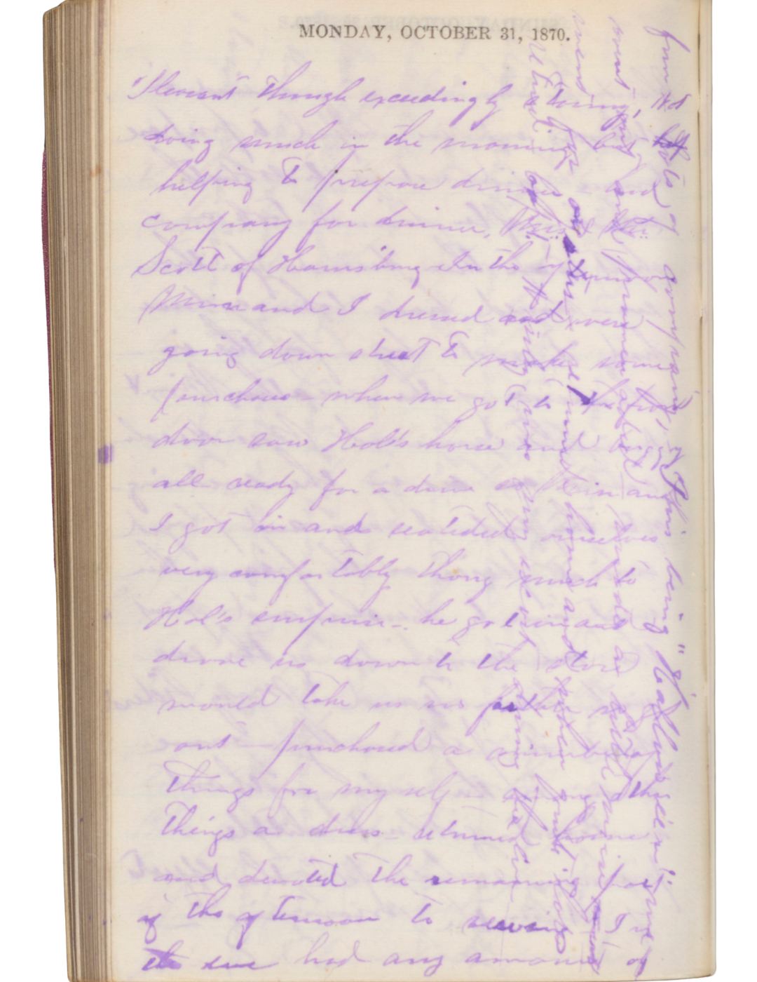 1870 Page from Clara L. Walmer's diary, 10/31/1870.