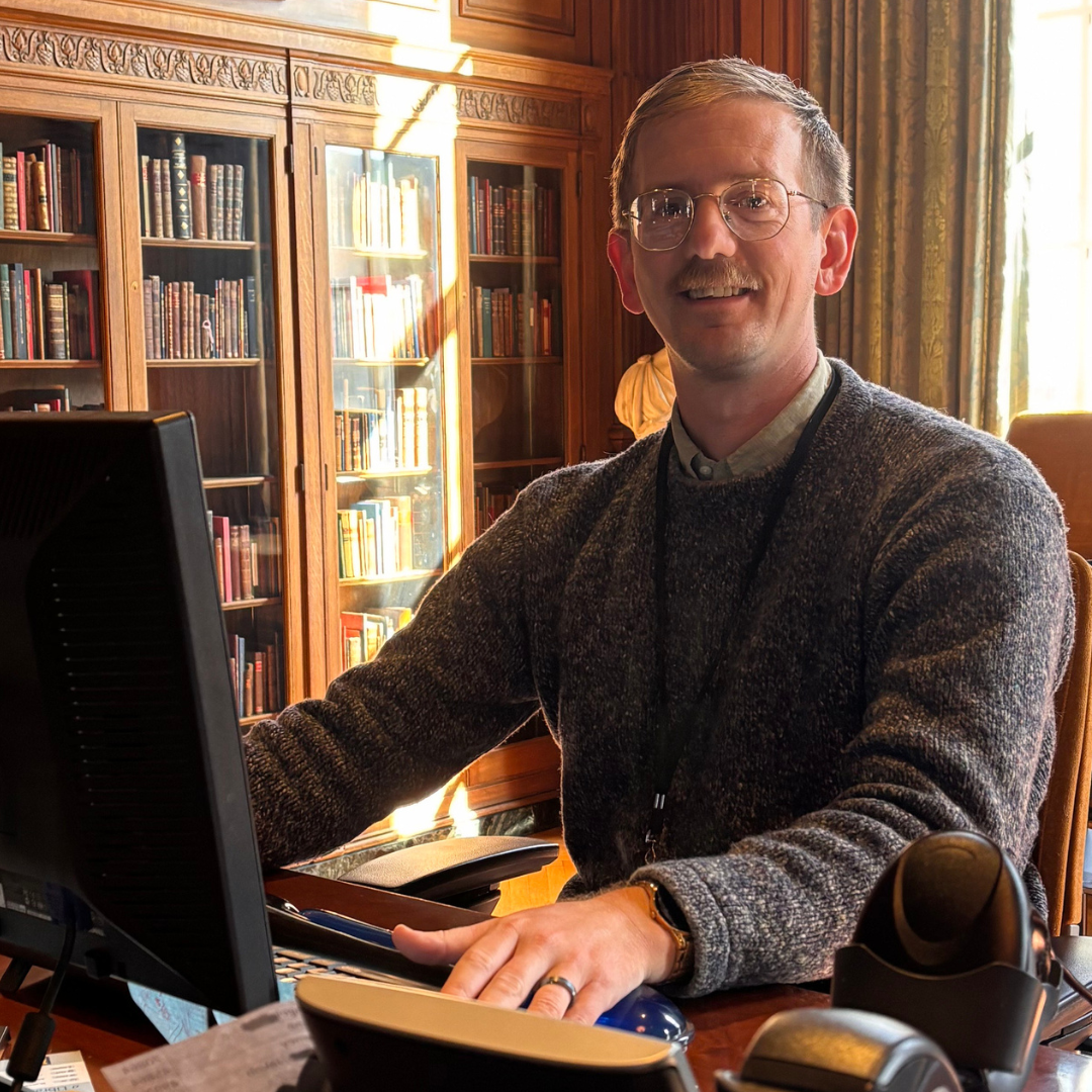 Joshua Sulser in the Avenir Foundation Reading Room. 