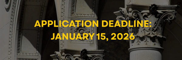 Columns of the Clements Library. "APPLICATION DEADLINE: JANUARY 15, 2026."