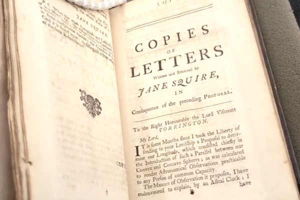Squire Page from "A proposal to determine our longitude" by Jane Squire. London, 1743. with copies of letters written and received by Jane Squire.