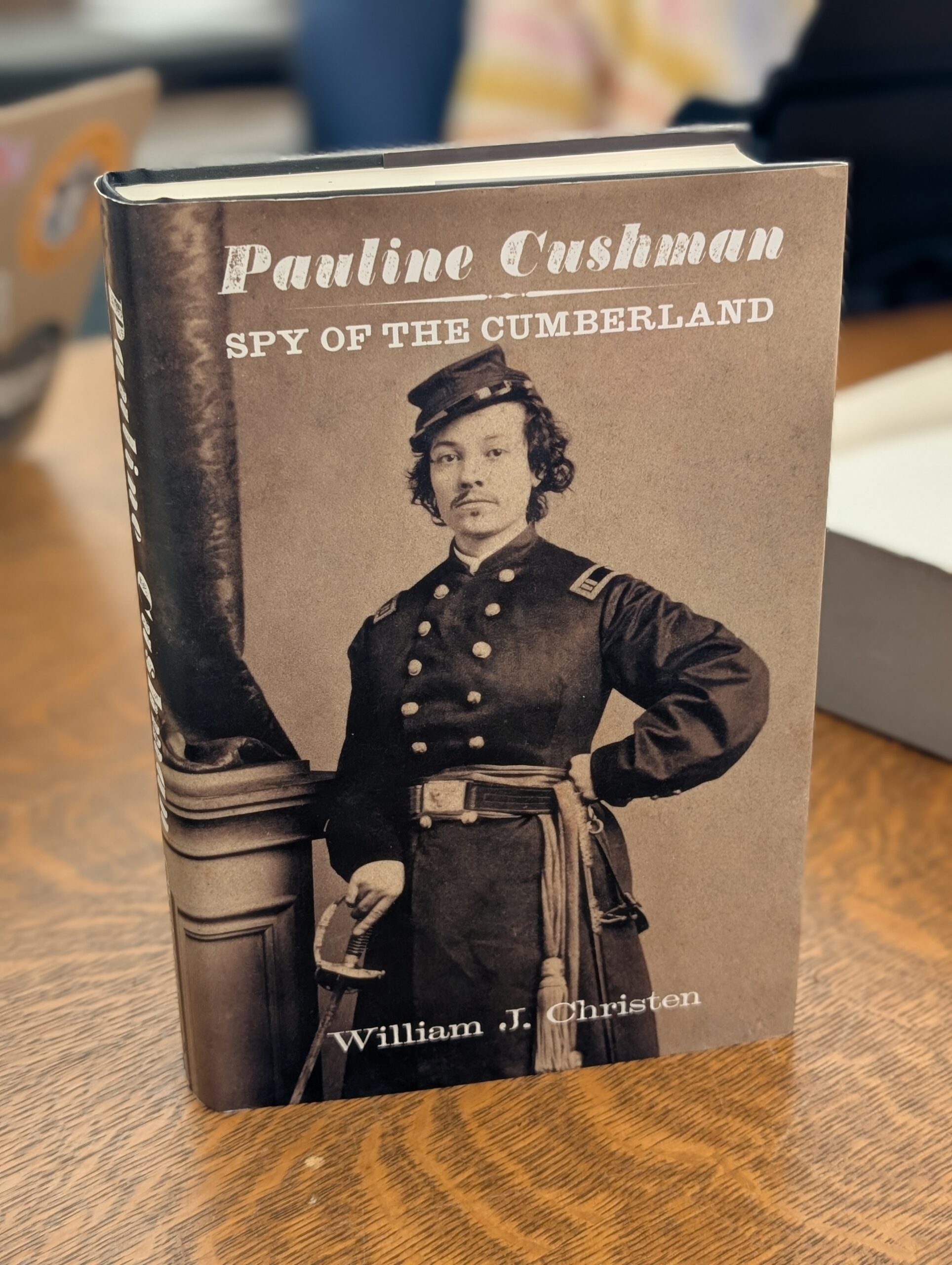 PXL_20260618_144555068.PORTRAIT William J. Christen's book "Pauline Cushman: Spy of the Cumberland" depicting Pauline Cushman in disguise as a male soldier.