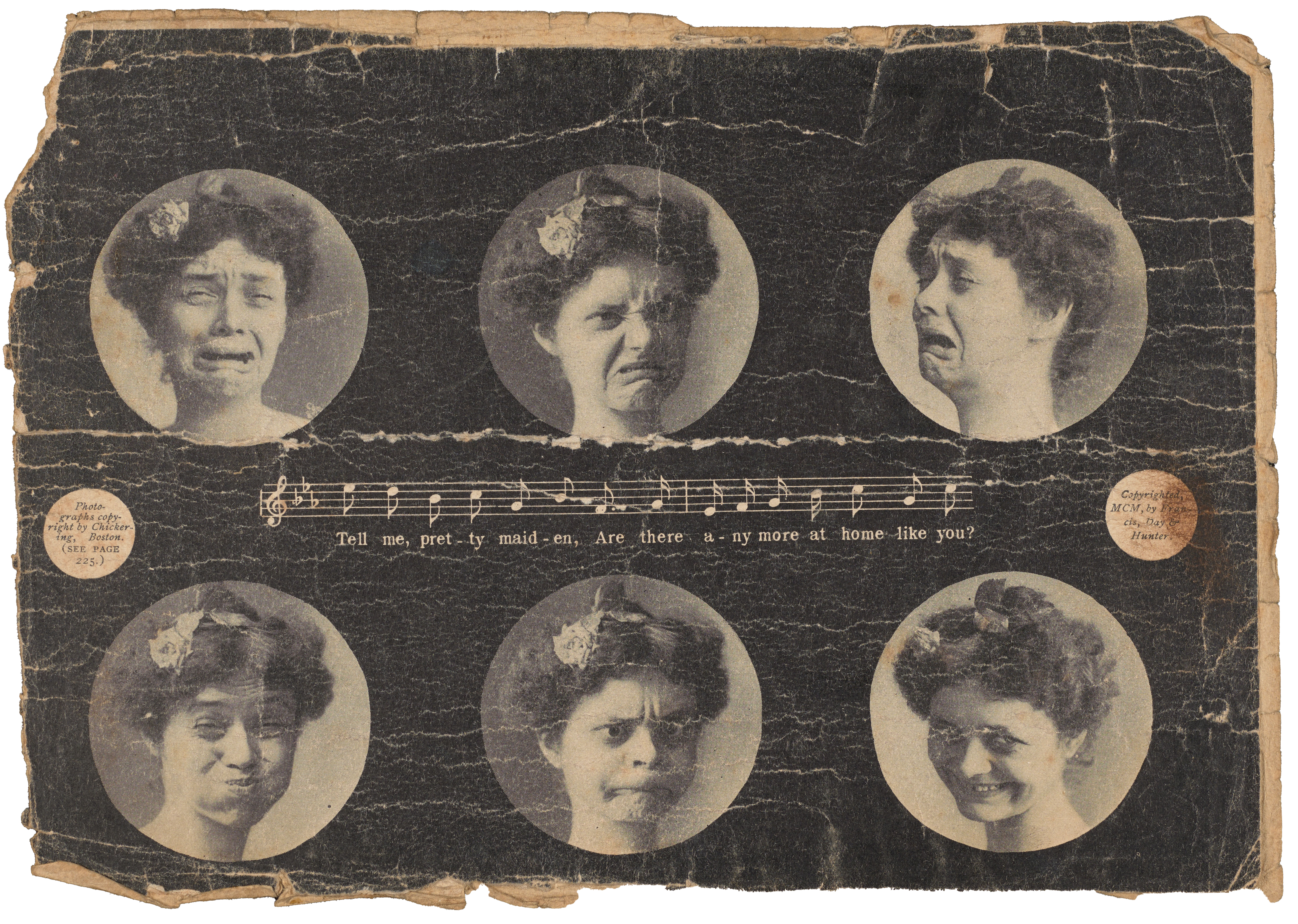 mss-wclmss002995-elizabethlindley whipps papers-whipps facial contortions 6 images in which Whipps contorts her face: she grimmaces, scowls, puffs out her cheeks, and smiles.