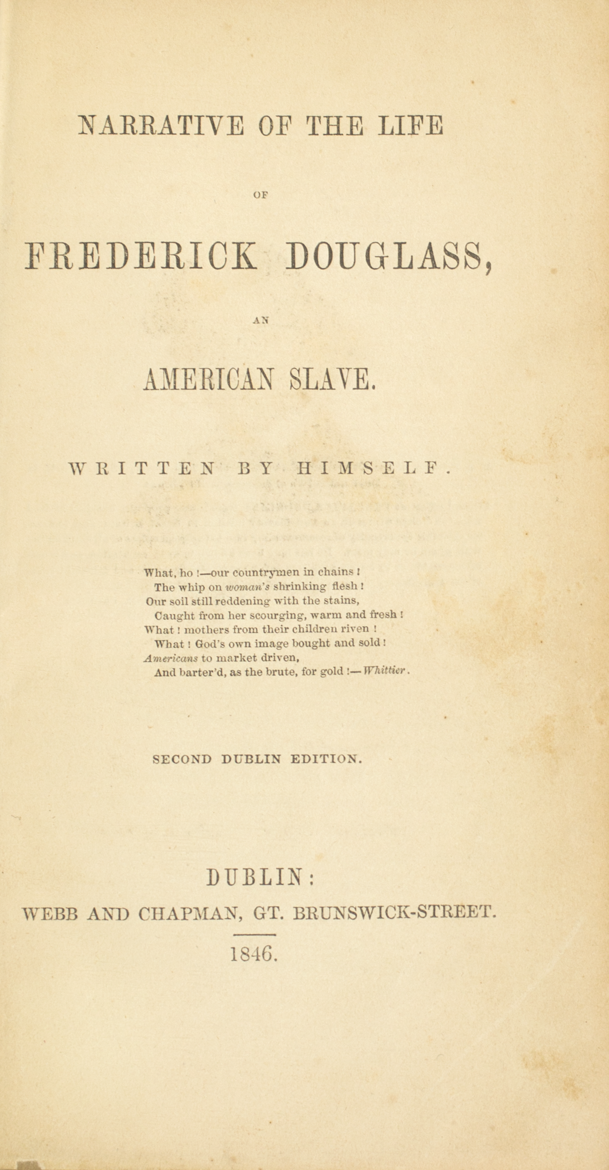 wcl000007 Title page: Narrative of the Life of Frederick Douglass, An American Slave.